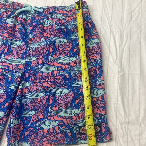 VINEYARD VINES Chappy Print Swim Trunks - Coral Papaya Passion Size Large - Picture 11 of 12